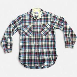 Vintage 70s-80s Pendleton Multi Color Plaid Wool Flannel Size S USA